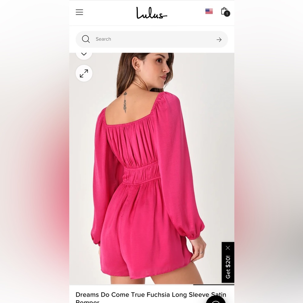 Lulus Fuchsia Satin Romper Size Small - image 5